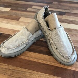 Sanuk Women's Slip-On Canvas Loafers in Beige